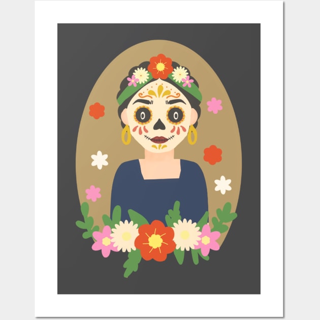 girl with  sugar skull costume Wall Art by Lucadev